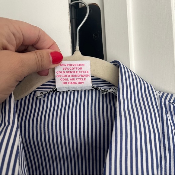 Gretchen Scott Button Down Blue White Stripe Priss Blouse - Picture 4 of 5